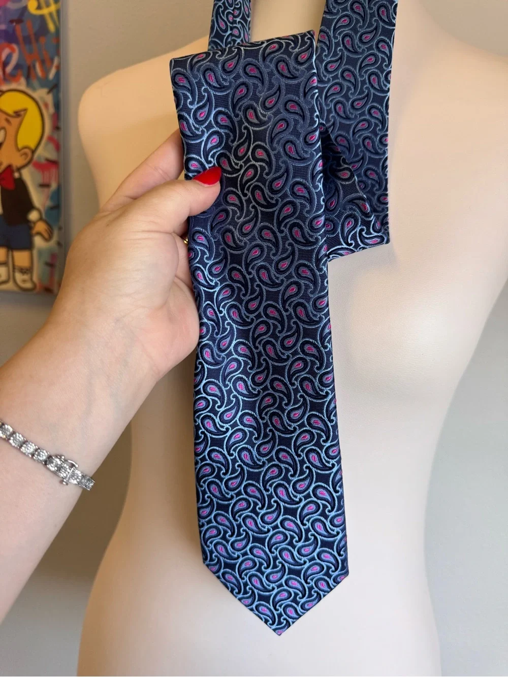 NEW Mens Ted Baker Silk Paisley Men's Tie in Navy and Pink